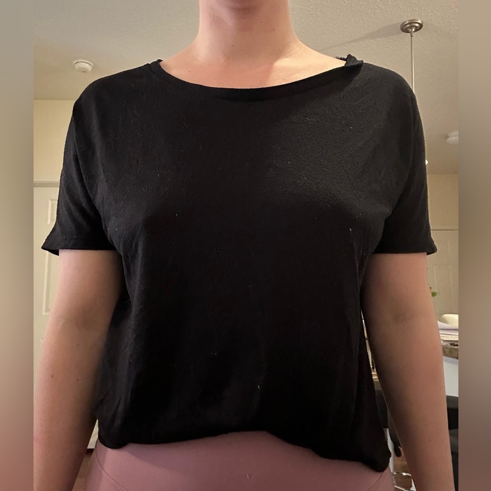 Black, open back tshirt